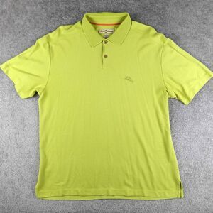 Tommy Bahama Shirt Men's L Lemon Lime Green Cotton Blend Short Sleeve Polo Beach